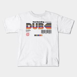 Vintage Dublin DUB Airport Label Retro Travel Ireland Kids T-Shirt